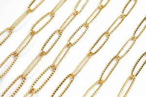 18K Gold-Filled Paper Clip Cable Link Chain - Diamond Cut - Customizable Necklace Chain for Jewelry Crafting