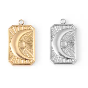18K Gold PVD Stainless Steel Sunburst Moon Charm / PDL0062