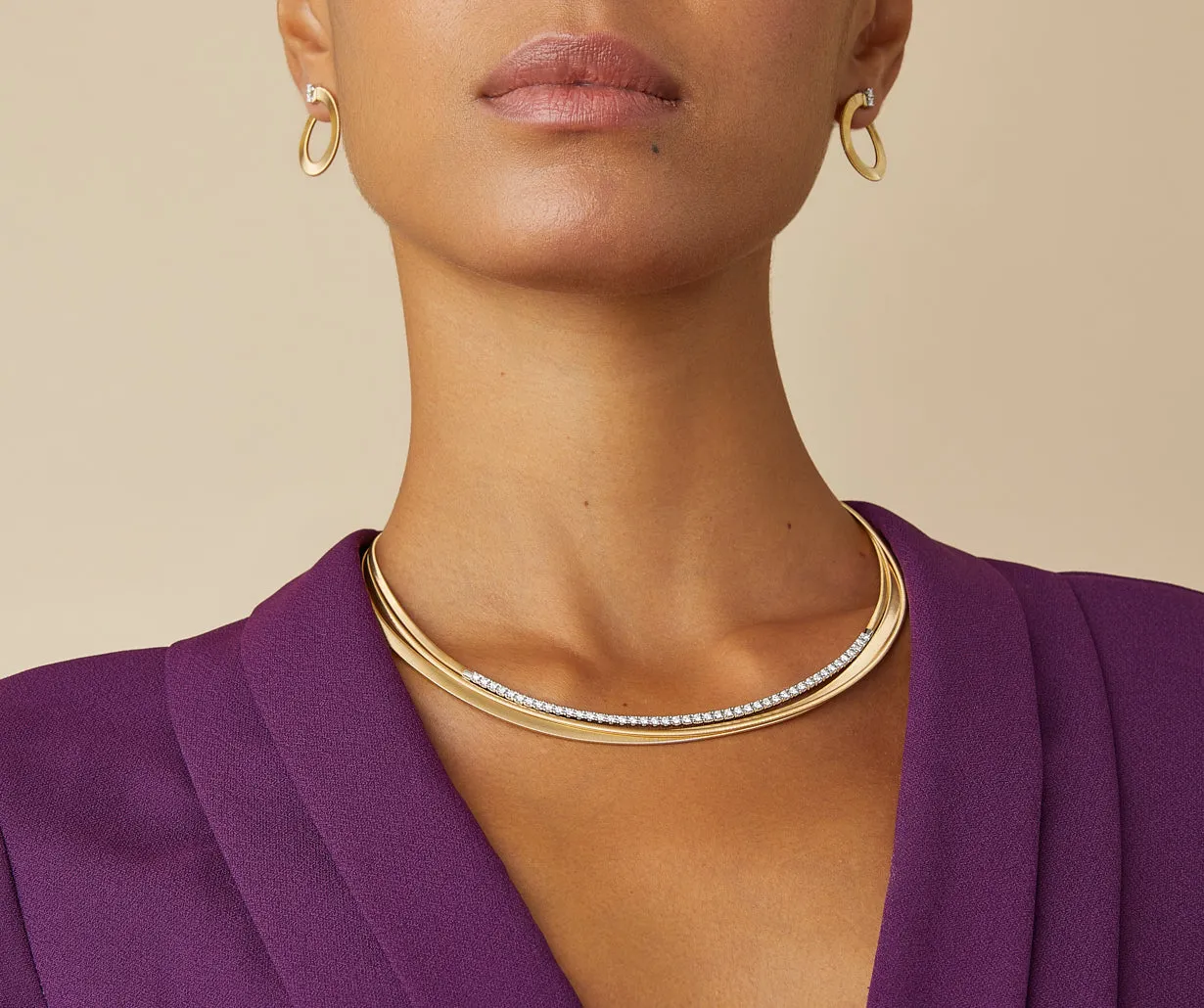 18K Yellow Gold Collar With Diamonds