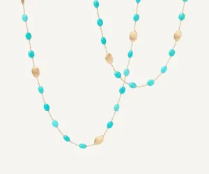 18K Yellow Gold Necklace with Turquoise, Long