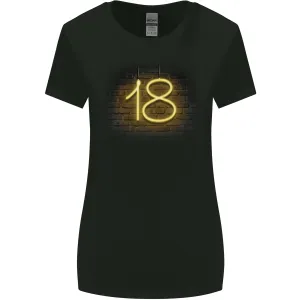 18th Birthday Neon Lights 18 Year Old Womens Wider Cut T-Shirt