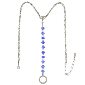 1928 Jewelry Crystal Rosary Badge And Eyeglass Holder Y-Necklace 16"   3" Extender