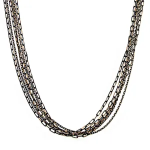 1928 Jewelry Eclipse Black And Gold Stranded Mixed Chain Necklace 16"   3" Extender
