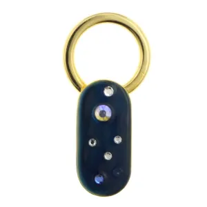 1928 Jewelry Enamel With Multicolor Crystals Oblong Key Ring