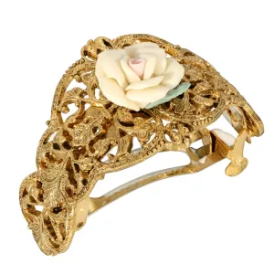 1928 Jewelry Ivory Porcelain Rose Ponytail Holder