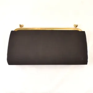 1950s Vintage Dark Brown Double Kisslock Clutch Bag