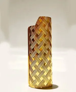 1980s GUCCI GOLD PLATED BRAIDED LIGHTER CASE COVER