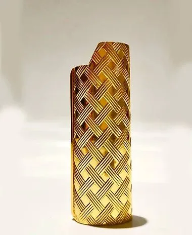 1980s GUCCI GOLD PLATED BRAIDED LIGHTER CASE COVER