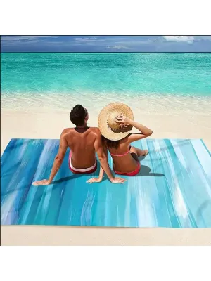 1pc Delicate Pattern Picnic Mat: Couple Beach Tour&Picnic Adventure&Adjective&Romantic Date&Lightweight, Waterproof & Sandproof Beach Towel