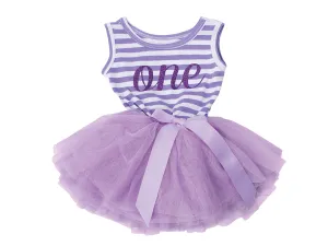1st Birthday Dress - Striped (Sleeveless)