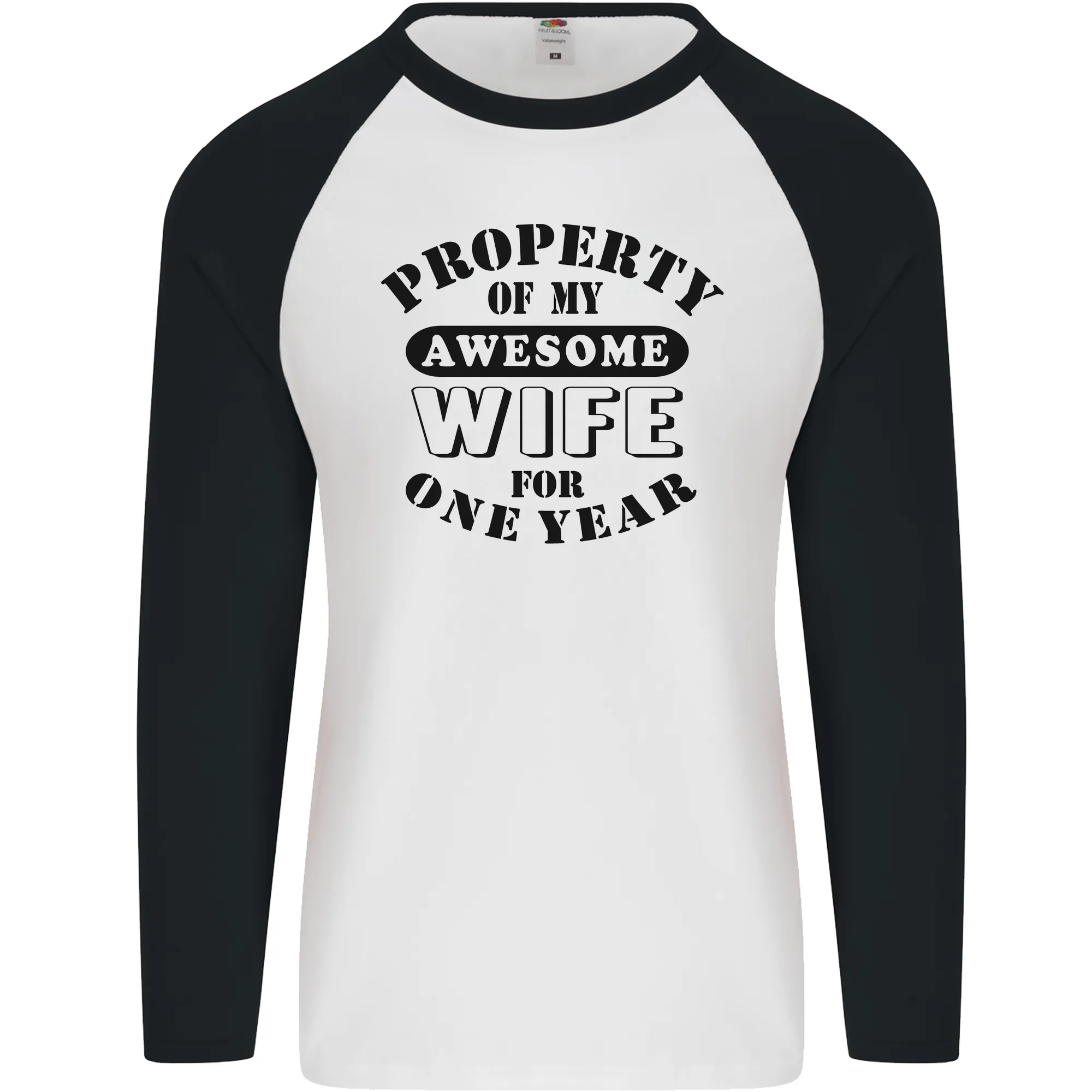 1st Wedding Anniversary 1 Year Funny Wife Mens L/S Baseball T-Shirt