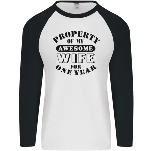 1st Wedding Anniversary 1 Year Funny Wife Mens L/S Baseball T-Shirt