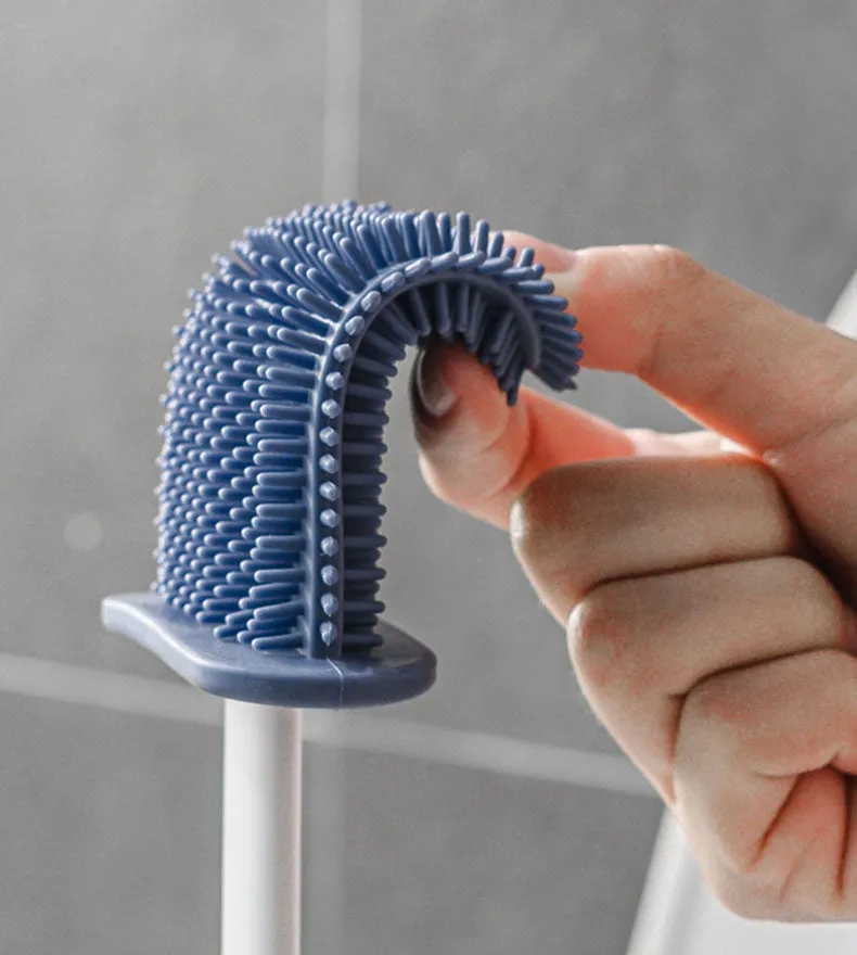 2 in 1 Flex Silicone Toilet Brush with Holder-Gray