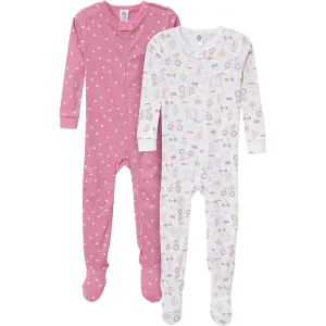 2-Pack Baby & Toddler Girls Dogs Snug Fit Footed Pajamas