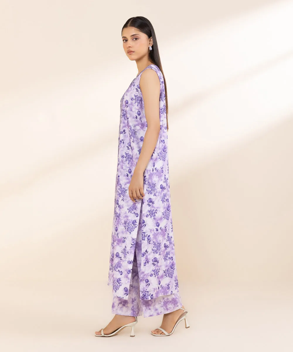 2 Piece - Embroidered Linen Suit