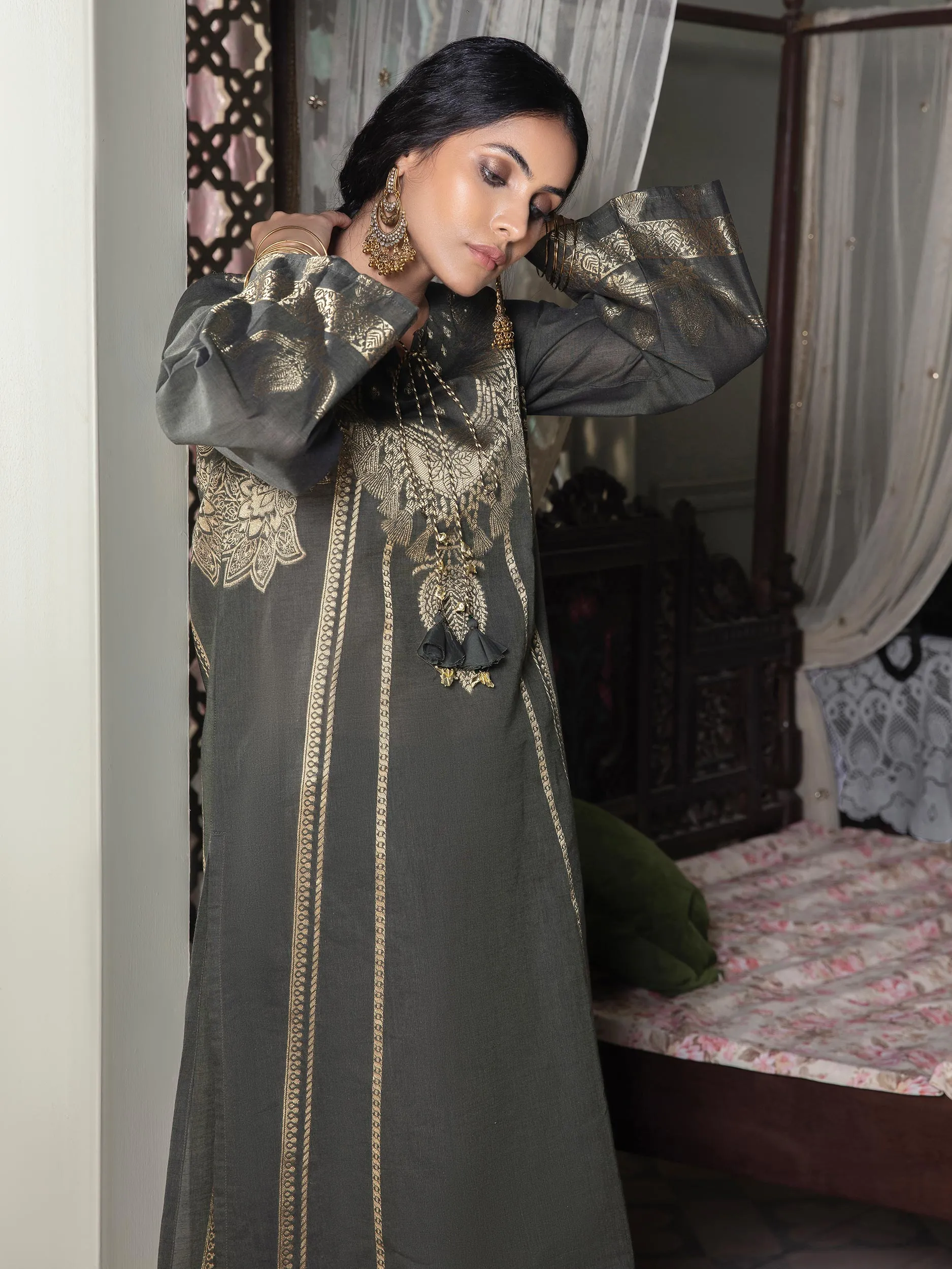 2 Piece Jacquard Suit-Printed (Unstitched)