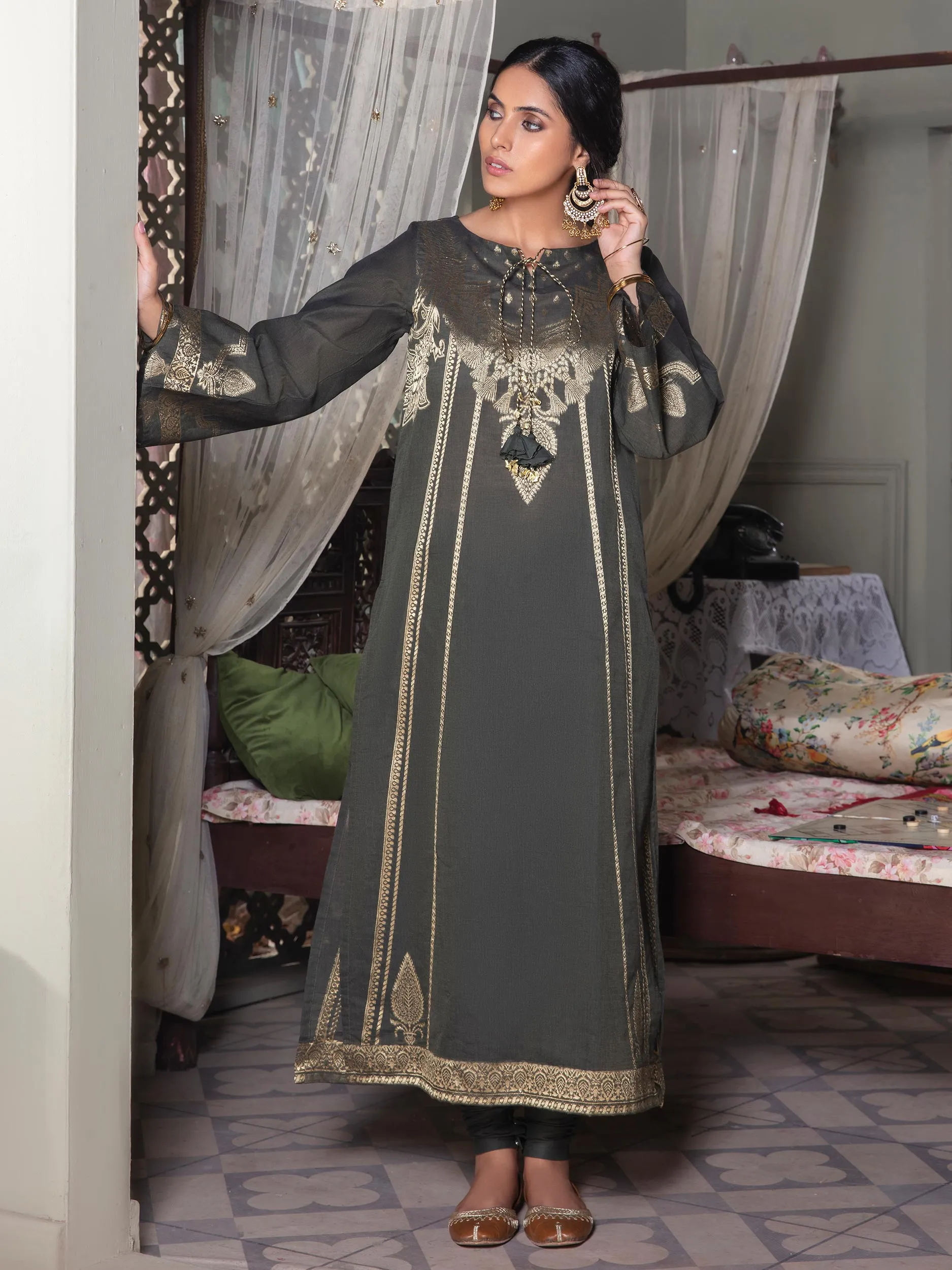2 Piece Jacquard Suit-Printed (Unstitched)