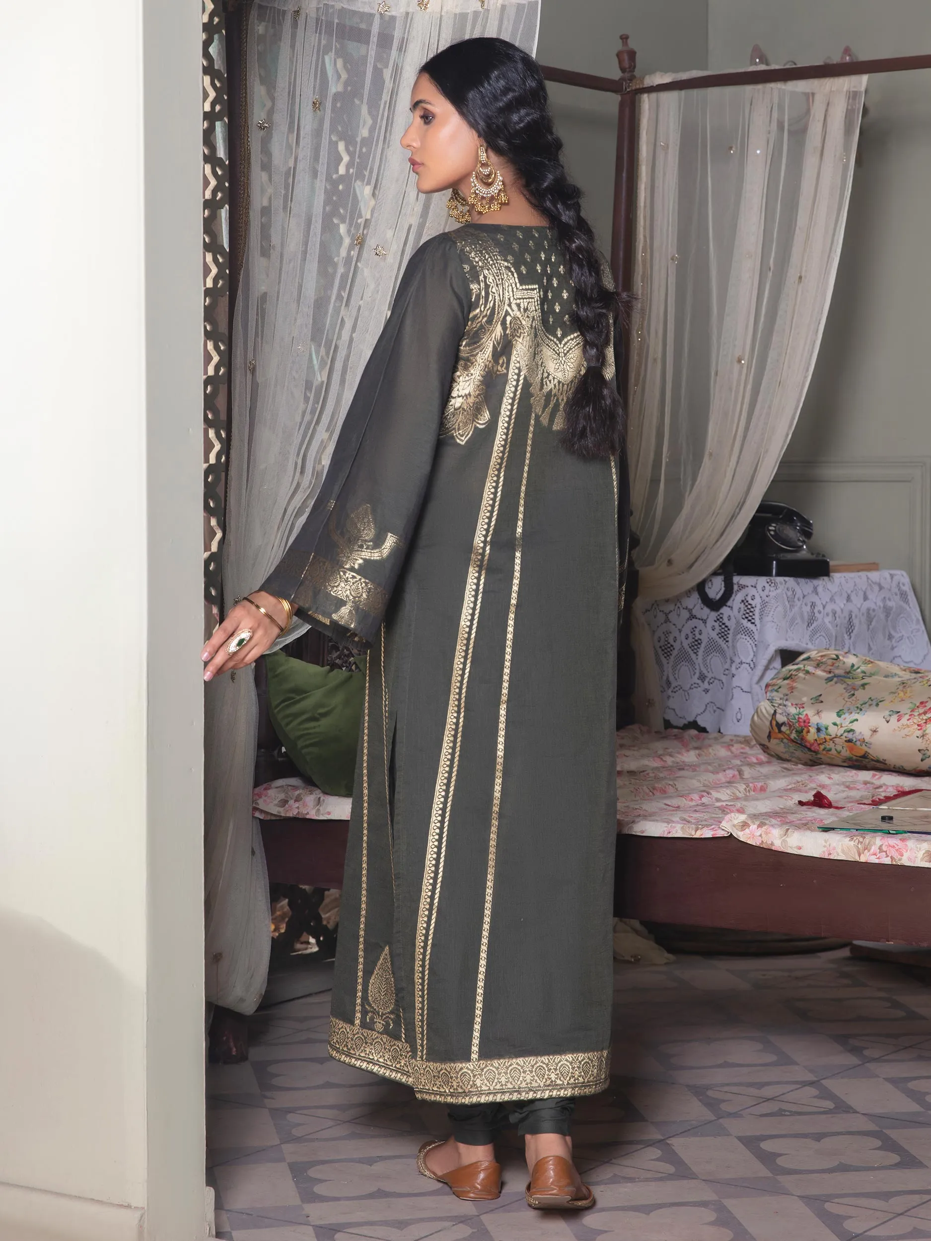 2 Piece Jacquard Suit-Printed (Unstitched)