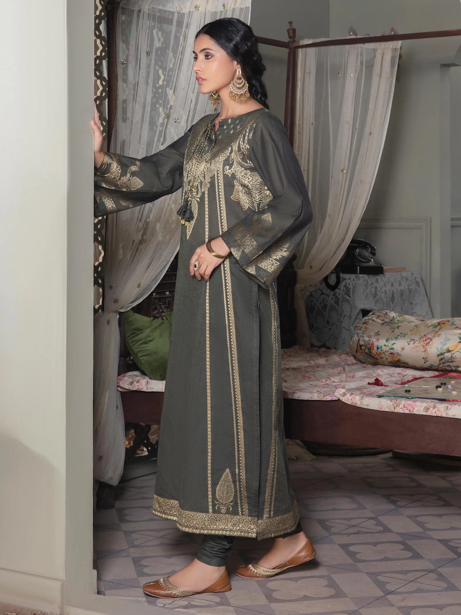 2 Piece Jacquard Suit-Printed (Unstitched)