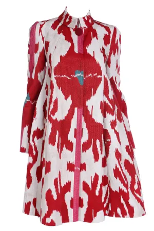 2015 Runway Emporio Armani Red Ikat Print Jacket