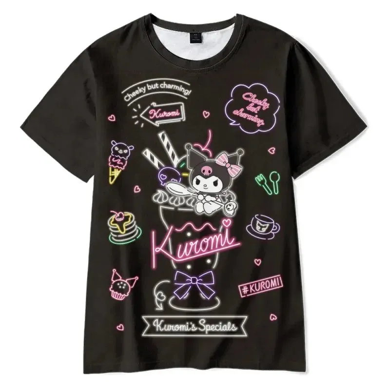 2023 Anime Cartoon Summer Kuromi T-Shirt My Melody Hello Kitty 3D Print Cartoons Clothes Kid Girl Boy Fashion T Shirt Casual Top