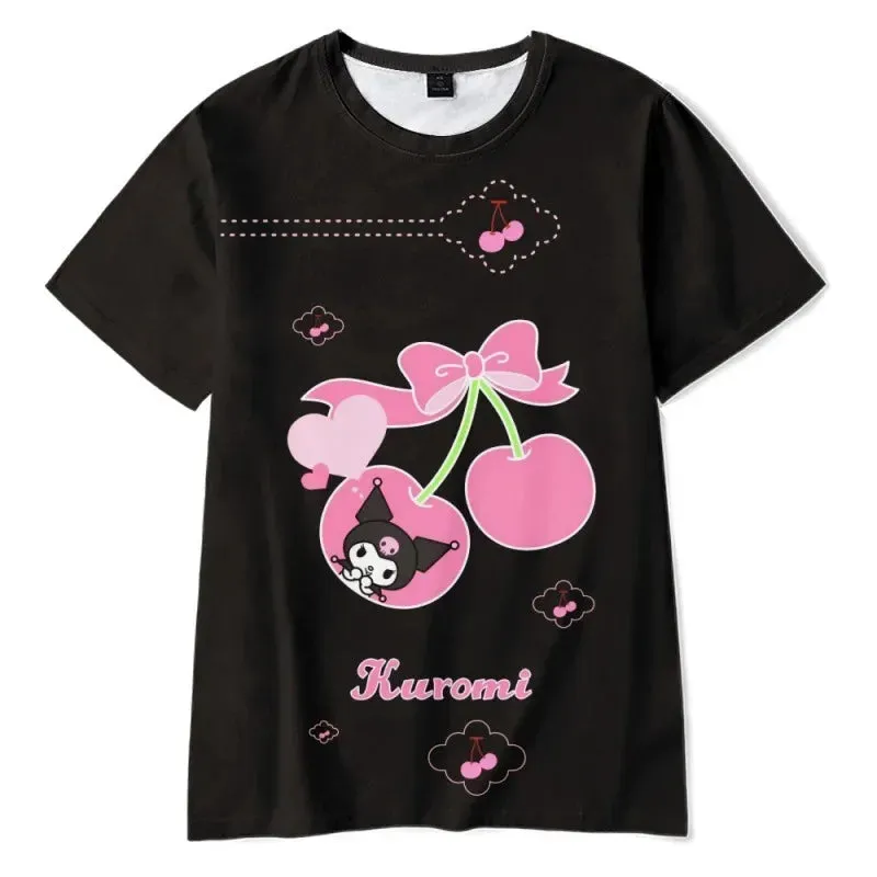 2023 Anime Cartoon Summer Kuromi T-Shirt My Melody Hello Kitty 3D Print Cartoons Clothes Kid Girl Boy Fashion T Shirt Casual Top
