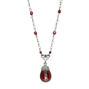 2028 Jewelry Siam Red Teardrop Pendant AB Crystal Accent Red Beaded Black Chain Necklace 16"   3" Extender