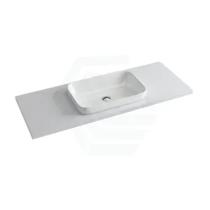 20/40/60mm Gloss Silk White Stone Top Quartz with Inset Basin