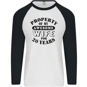 20th Wedding Anniversary 20 Year Funny Wife Mens L/S Baseball T-Shirt