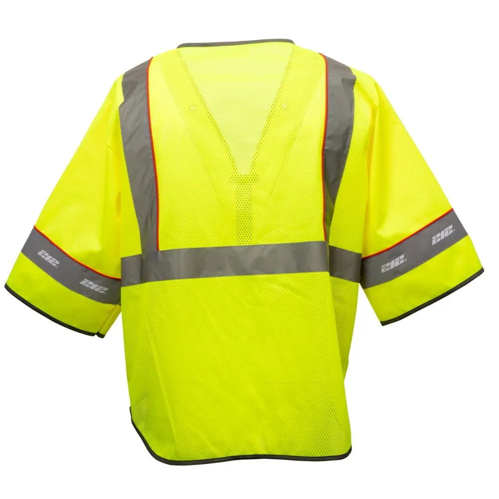 212 Performance VSTPREM-8808 Premium Multi-Purpose Hi-Viz Safety Vest with Windowed Badge Pocket, Small Yellow;Reflective Gray