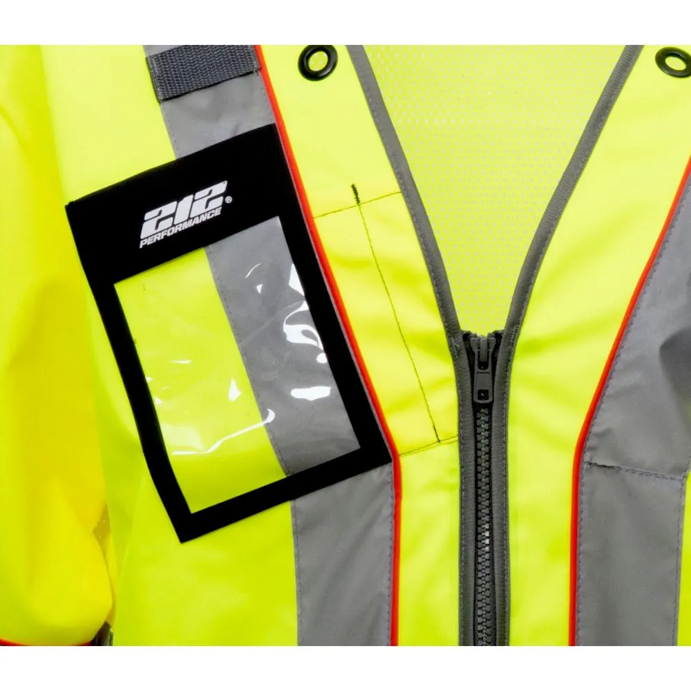 212 Performance VSTPREM-8808 Premium Multi-Purpose Hi-Viz Safety Vest with Windowed Badge Pocket, Small Yellow;Reflective Gray