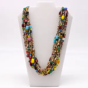 27" Multi Color Small and Large Glass Bead Necklace (Dozen)