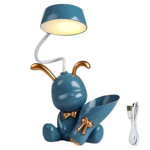 3 in 1 Rechargeable LED Desk Lamp with Pen Holder and Pencil Sharpener, 360° Flexible Adjusting Hose Table Night Lamp for Kids, Desk Lamp for Home Decoration (Assorted Colour)