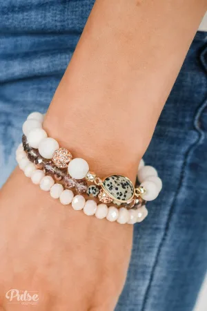 3 Layer Printed Teardrop Bracelet Set- Blush