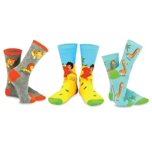 3 Pair Safari Animal Crew Socks