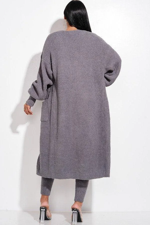 3 Piece Set Cozy Knit Tank Top, Pants And Duster