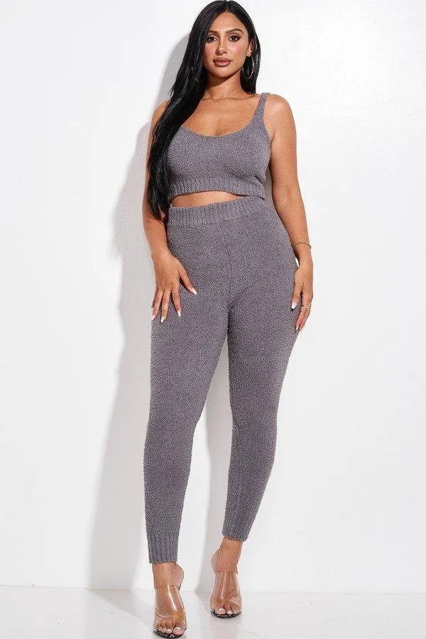 3 Piece Set Cozy Knit Tank Top, Pants And Duster