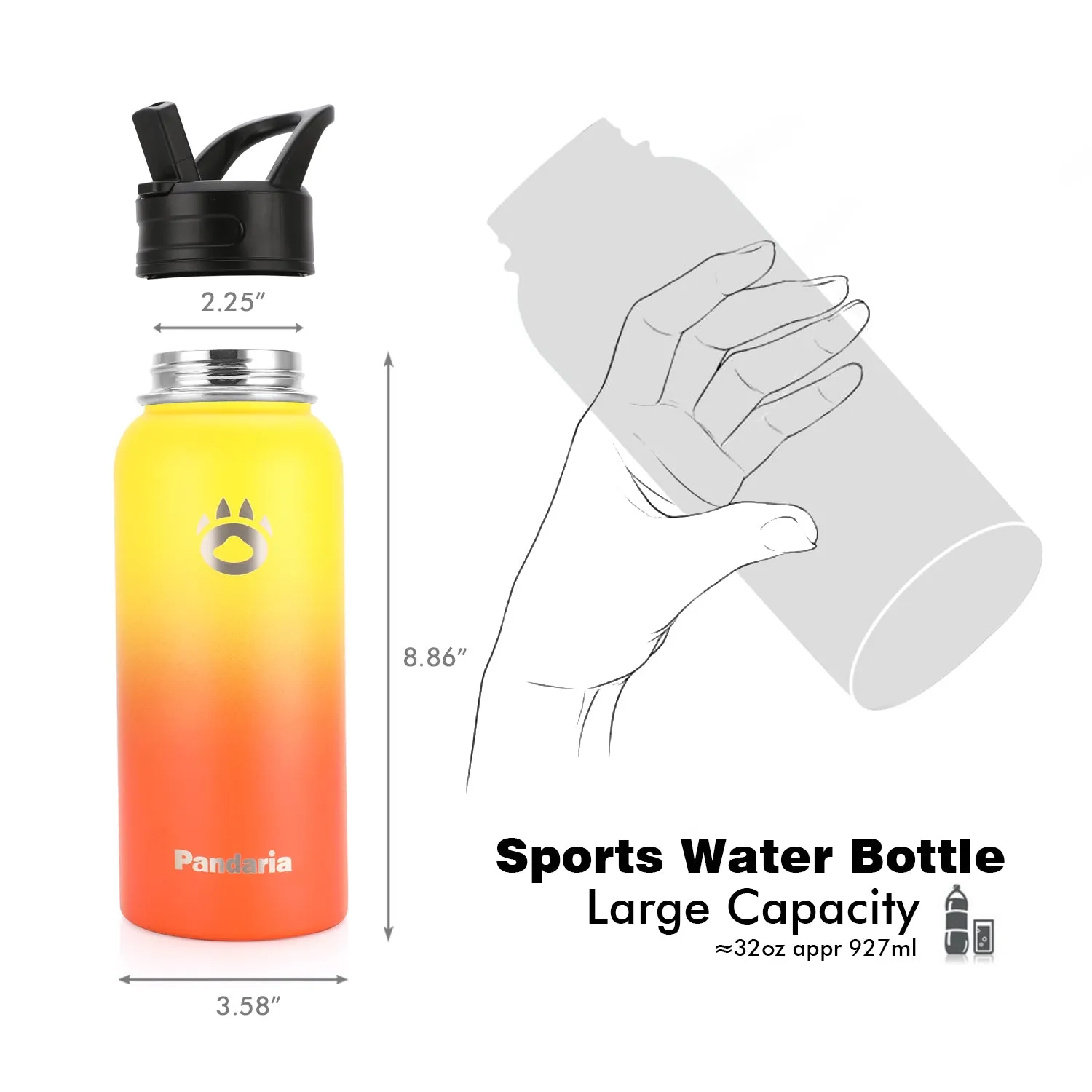 32oz Vacuum Insualed Water Bottle Stainless Steel Sports Canteen with Lids and Straws, Autumn Whispers