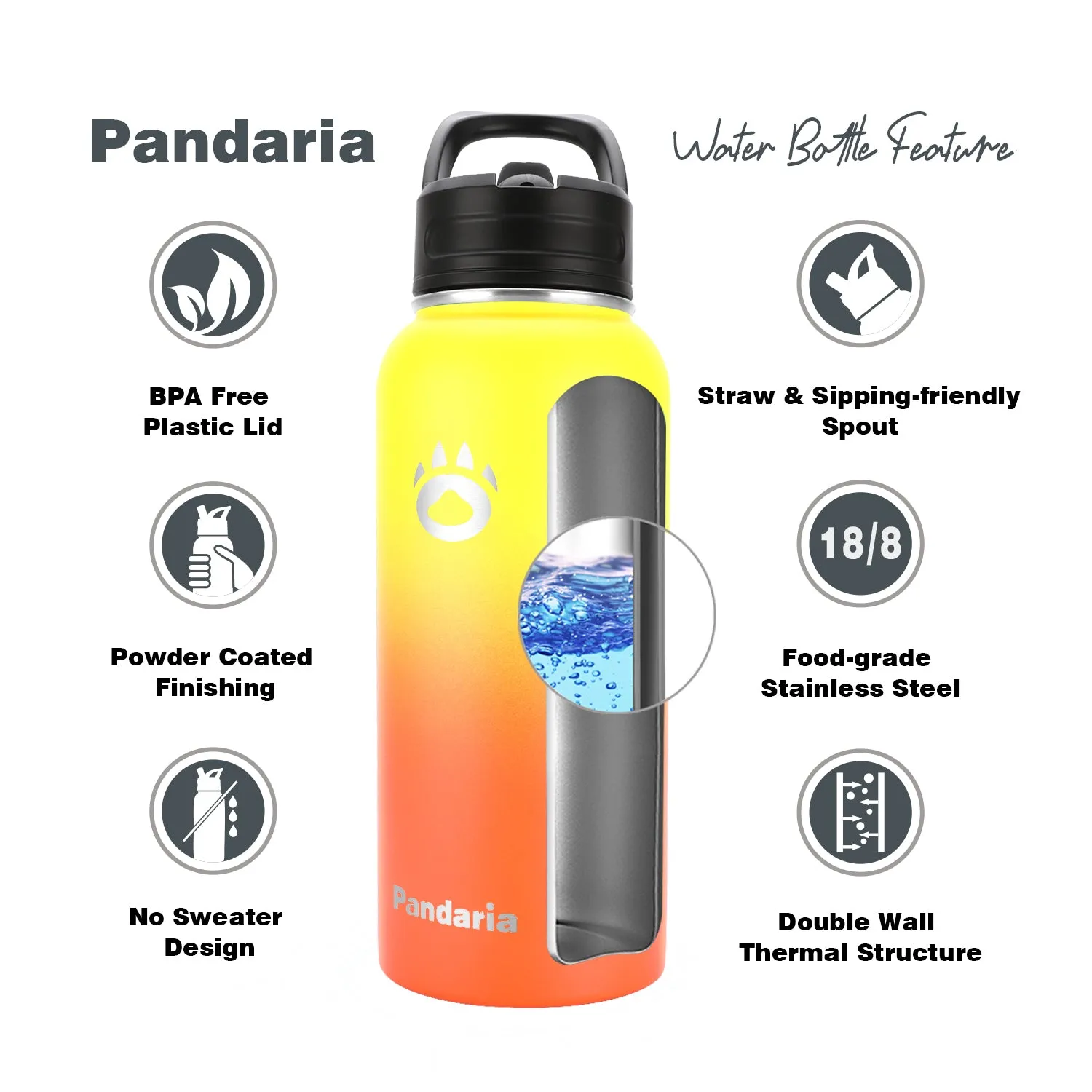 32oz Vacuum Insualed Water Bottle Stainless Steel Sports Canteen with Lids and Straws, Autumn Whispers