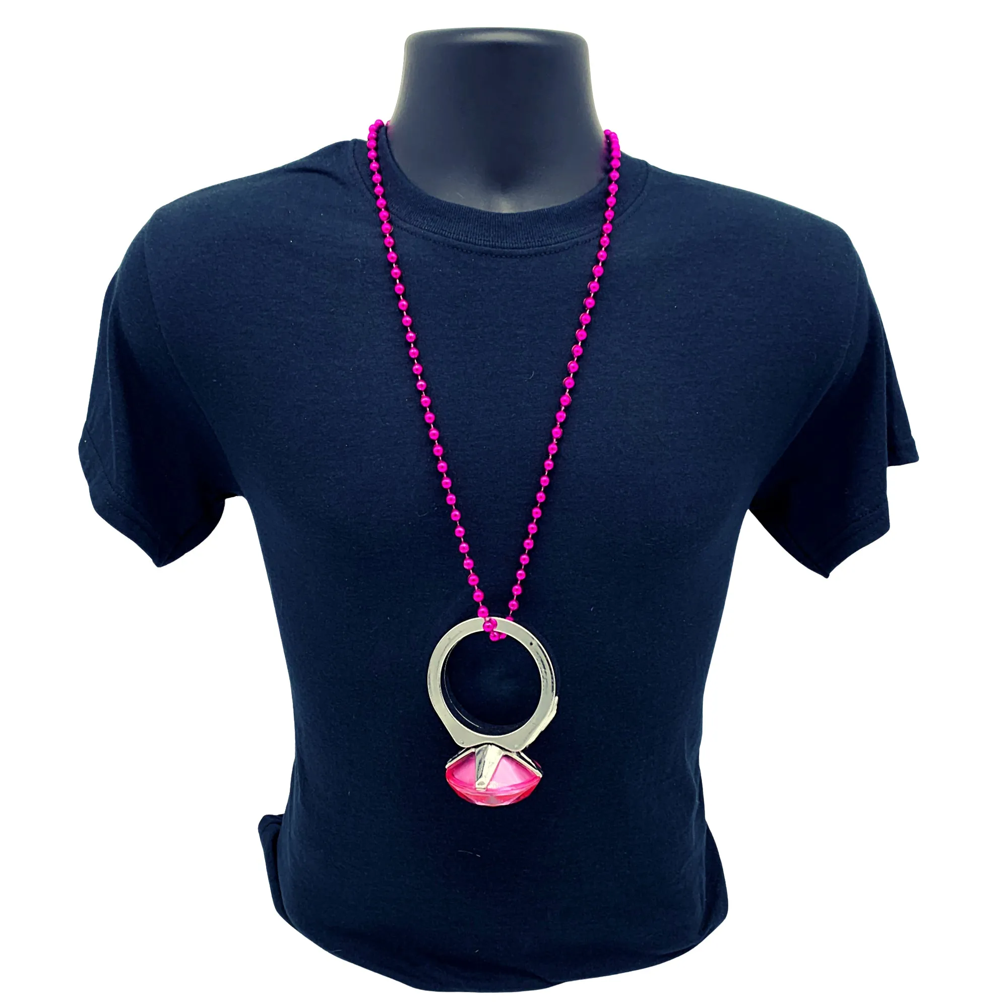 33" 7mm Hot Pink Jumbo Diamond Ring Necklace (Each)