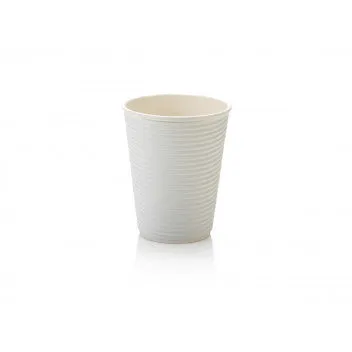 350ml Ripple Paper Coffee Cup Horizontal White with White Sip Lid 10pack