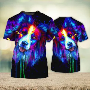 3D Dog T Shirts, Border Collie Love Galaxy All Over Print T-Shirt, Gift For Pet Loves