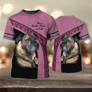 3D Dog T Shirts, Brindle Boerboel Love Never Walk Alone All Over Print T-Shirt, Gift For Pet Loves