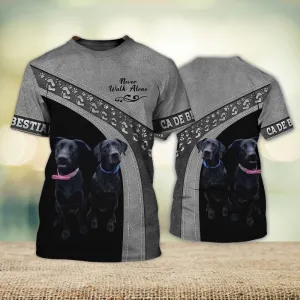 3D Dog T Shirts, Ca De Bestiar Never Walk Alone Love All Over Print T-Shirt, Gift For Pet Loves