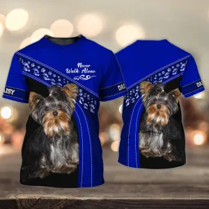 3D Dog T Shirts, Daisy Love Never Walk Alone Love Blue All Over Print T-Shirt, Gift For Pet Loves