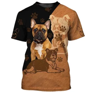 3D Dog T Shirts, French Bulldog All Over Print T-Shirt, Gift For Pet Loves
