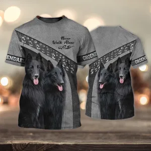 3D Dog T Shirts, Groenendael Lover Never Walk Alone All Over Print T-Shirt, Gift For Pet Loves