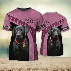 3D Dog T Shirts, Lucky Lab Retriever Love Never Walk Alone All Over Print T-Shirt, Gift For Pet Loves