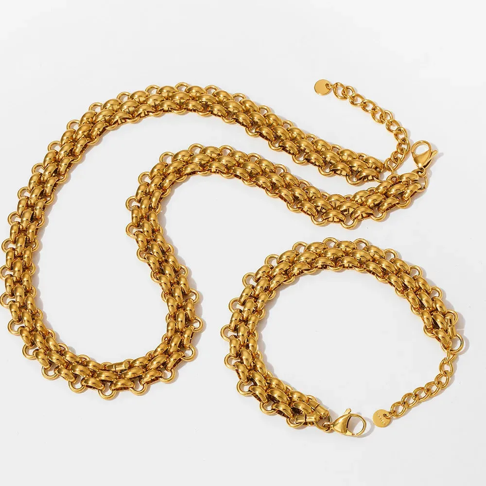40cm-45cm 13.6mm Unique Wide Flat Chain Necklace