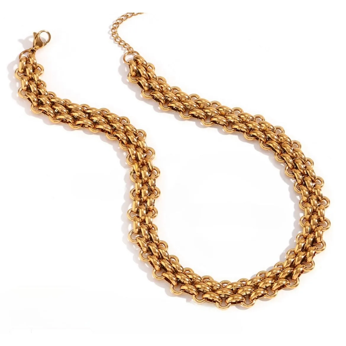 40cm-45cm 13.6mm Unique Wide Flat Chain Necklace